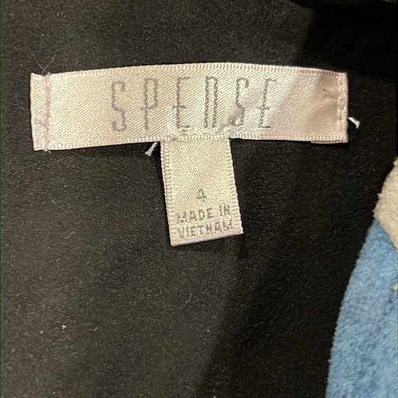 Spense Patchwork Dress 4 Denim Blue Grey Faux Suede Sheath Vtg Stretch Boho 90s - Picture 11 of 13